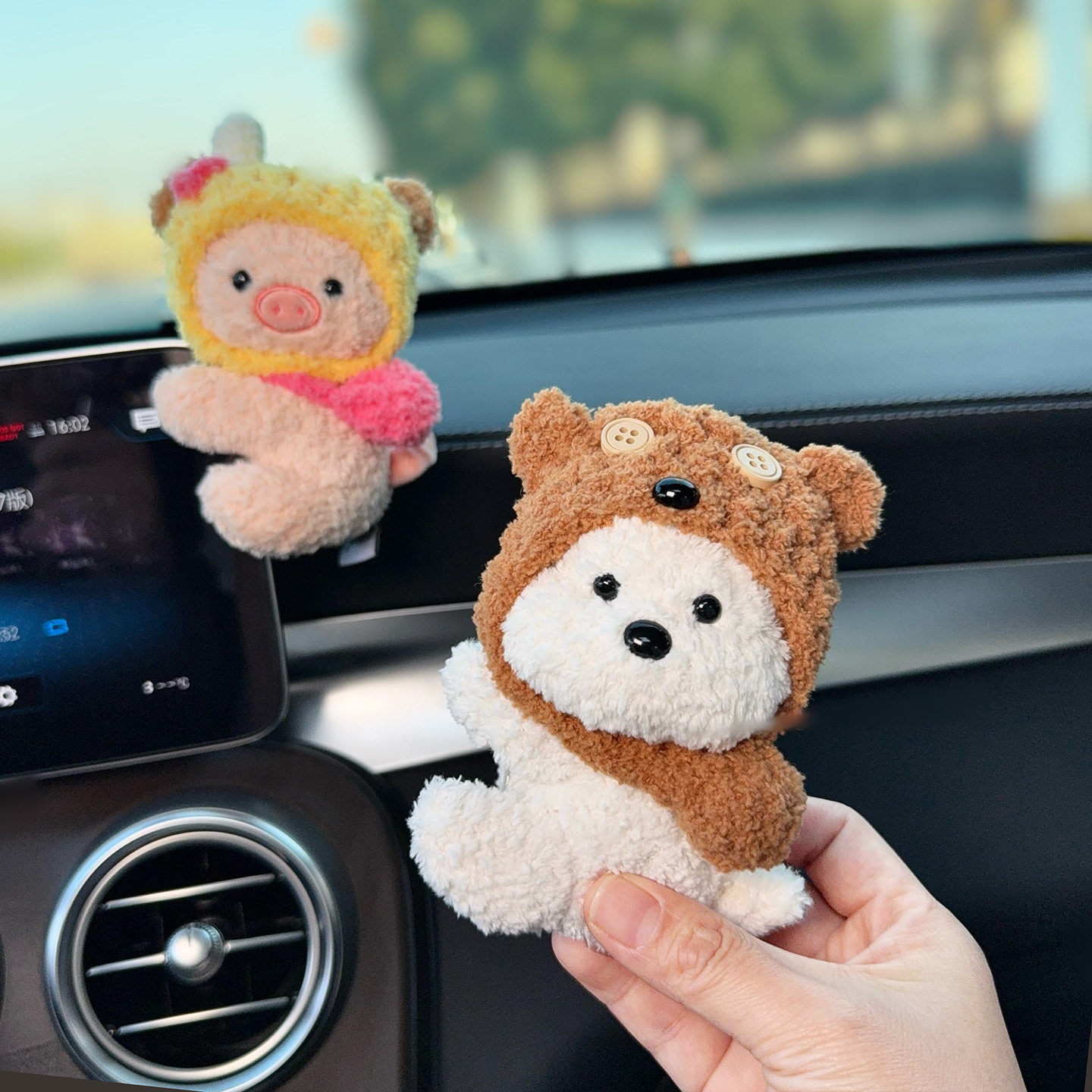 毛绒公仔车载中控台屏幕后视镜装饰品女生车内高级感新款汽车摆件,汽车用品/电子/清洗/改装,摆件,淘宝优惠券,粉丝福利购,淘宝优惠卷