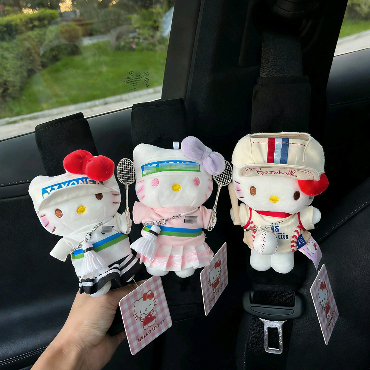 正版可爱棒球凯蒂猫车载护肩套运动系毛绒玩偶包包挂件车挂少女心,汽车用品/电子/清洗/改装,手刹套/档把套/套饰套装,淘宝优惠券,粉丝福利购,淘宝优惠卷