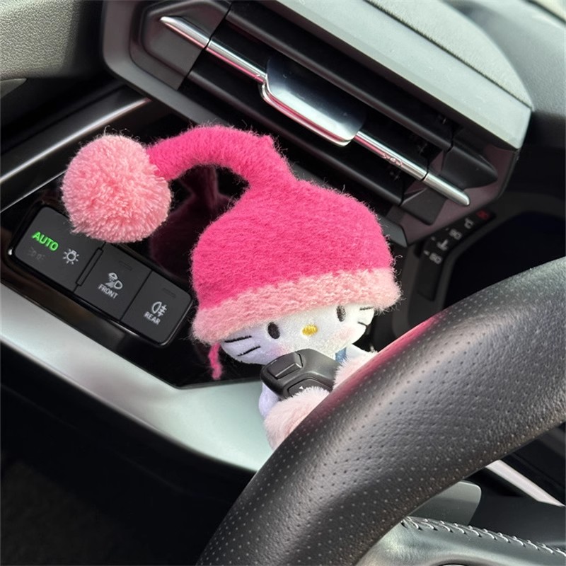 汽车内摆件粉帽子kitty汽车怀挡装饰转向灯饰品玩偶摆件2025新款