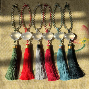 天然白水晶挂件冰晶如意高档车挂后视镜大流苏穗子保平安饰品包邮