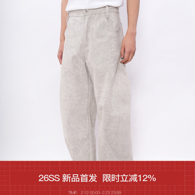 [风化] 7440 37 1 26SS 白水泥纹路弯刀扭缝工装裤