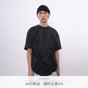 7440 37 1 SS26 黑色抽褶训练短袖T恤