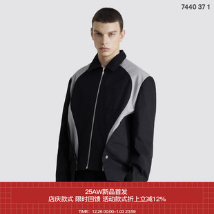 拼色前后片不规则下摆拉链休闲夹克外套男 7440
