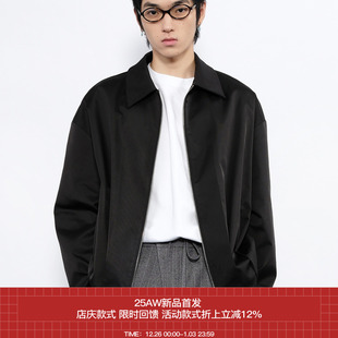 AW25 精纺斜纹宽松多道褶裥廓形拉链夹克 7440