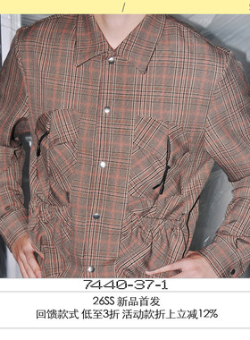 7440 37 1 SS25 格纹褶皱四袋衬衣夹克