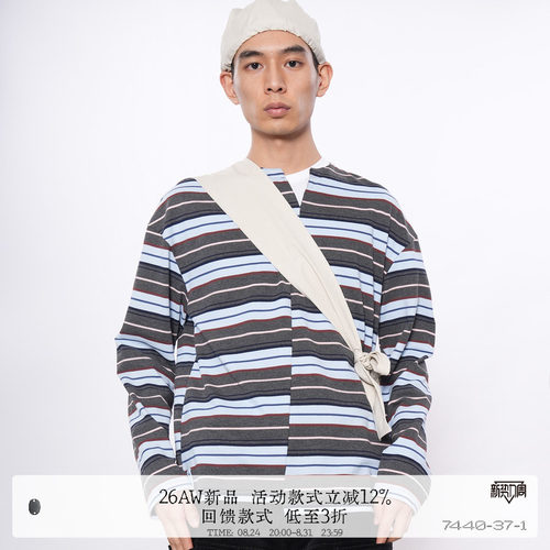 [夹心] 7440 37 1 SS26纯棉不对称冰淇凌条纹长袖T恤
