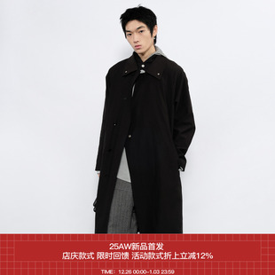 AW25 双领弧门襟sanerer微皱棉感免烫撞色里风衣 7440