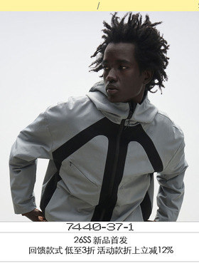 7440 37 1 SS24 “777组织”双色拼接软壳连帽冲锋衣外套夹克