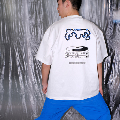 双色太极蛋糕印花纯棉双纱T恤