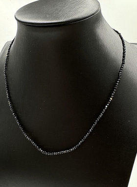 天然黑尖晶2mm足球切割锁骨项链女颈饰闺蜜礼物