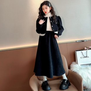 女童红色连衣裙秋冬款2025新款拜年服女大童加绒公主裙子儿童冬装