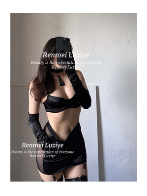 RenmeiLuziye【反抗无效】性感辣妹网纱透视分体显瘦聚拢内衣套装