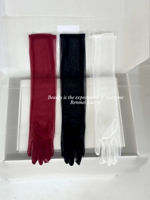 RenmeiLuziye【手套】优质性感绸面网纱纯色长婚纱礼裙内衣手套