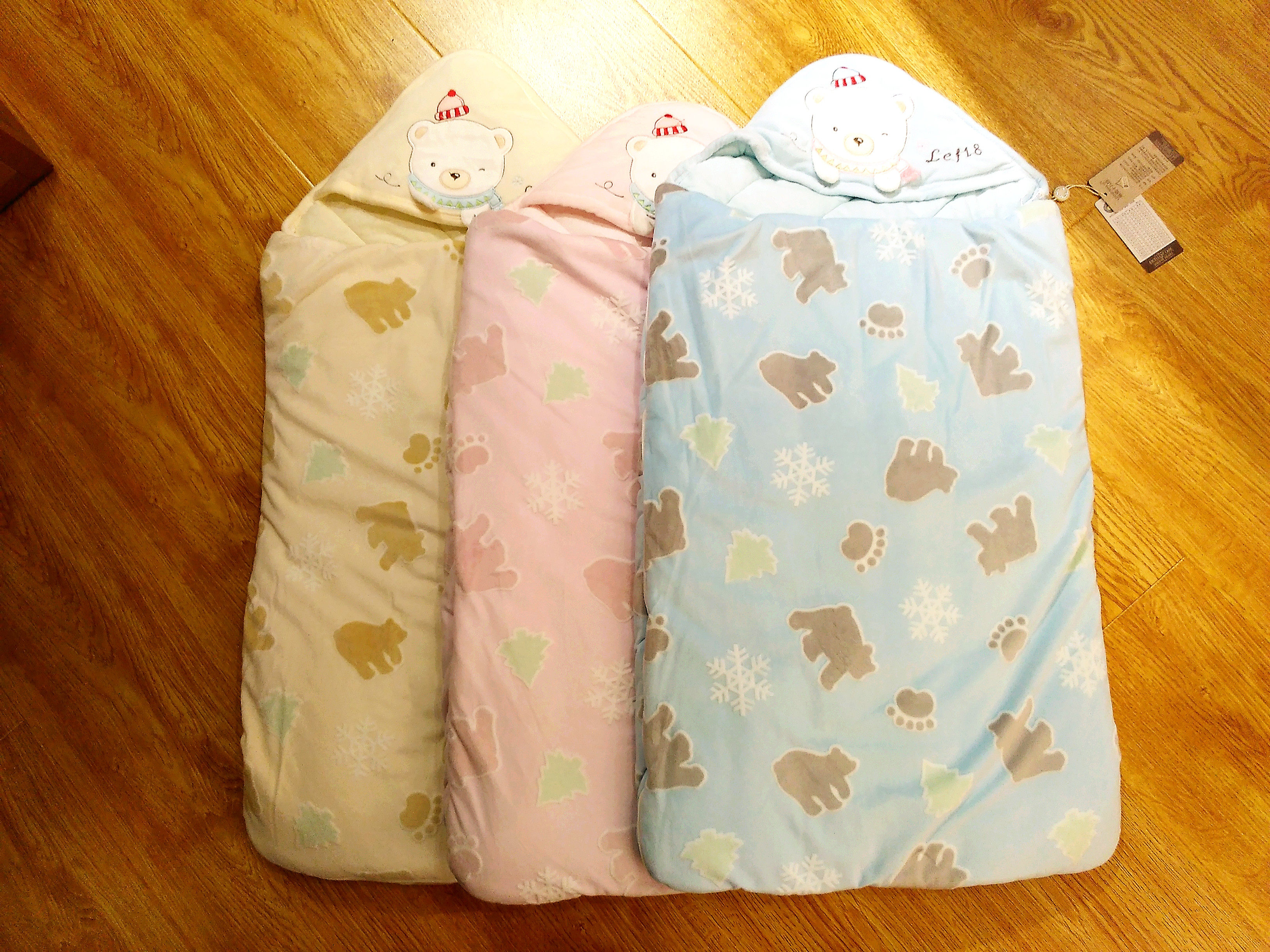 包邮正品丽婴十八坊全新哈喽小熊婴童抱被/抱毯