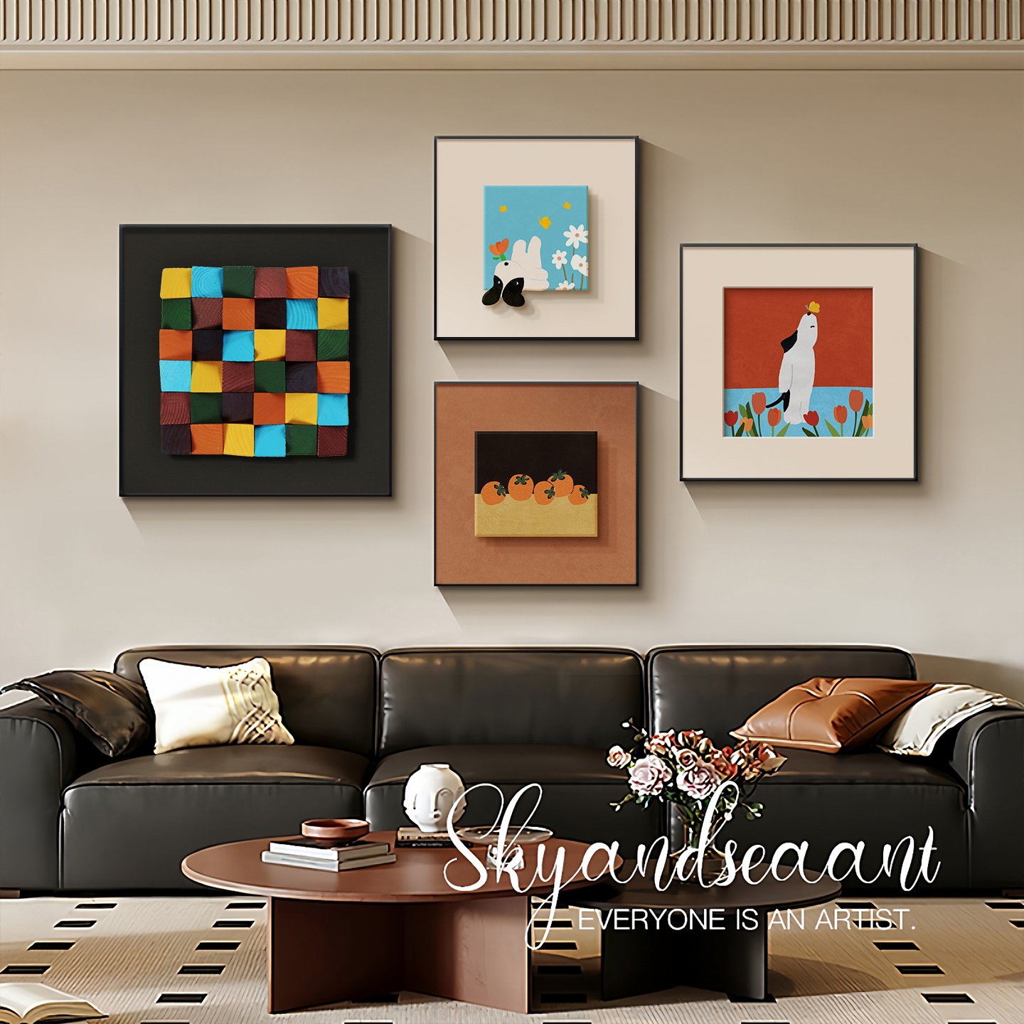 多巴胺客厅沙发背景墙装饰画立体砂岩艺术挂画法式中古风2026新款