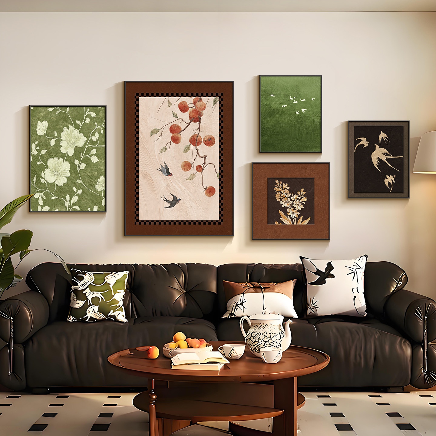 中古风沙发背景墙装饰画法式客厅挂画2026新款复古组合壁画高级感