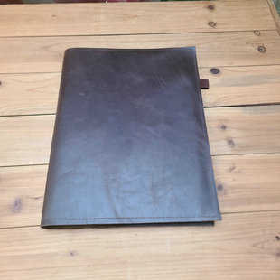 深棕色简约hobo头层牛皮书衣B5定页手帐本真皮书衣封套书套书皮