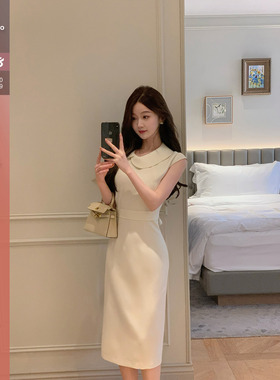 Huangzuozuo佐佐家小个子 中古收腰显瘦娃娃领裙子夏季女连衣裙