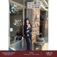 佐佐家小个子 松弛高级感短款外套阔腿裤两件套春秋季女休闲套装