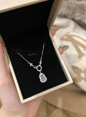s925纯银天然白玉髓葫芦项链女新中式复古百搭高级感锆石锁骨链潮