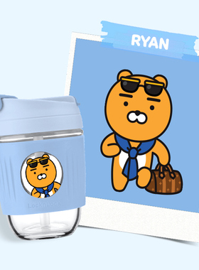 乐扣乐扣 咖啡杯手持玻璃杯 杯子kakao限定款350ML LLG689蓝色