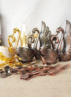 金属合金天鹅餐具收纳架子水果叉子筷子勺子套装家用公筷公勺子架