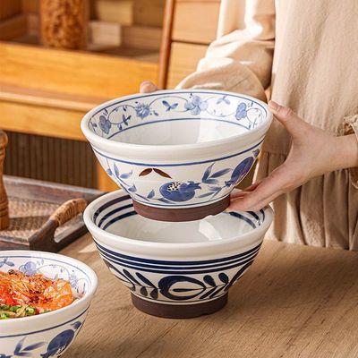 老式手绘拉面陶瓷关中老面碗陕西面碗油泼专用复古加厚汤面碗家用