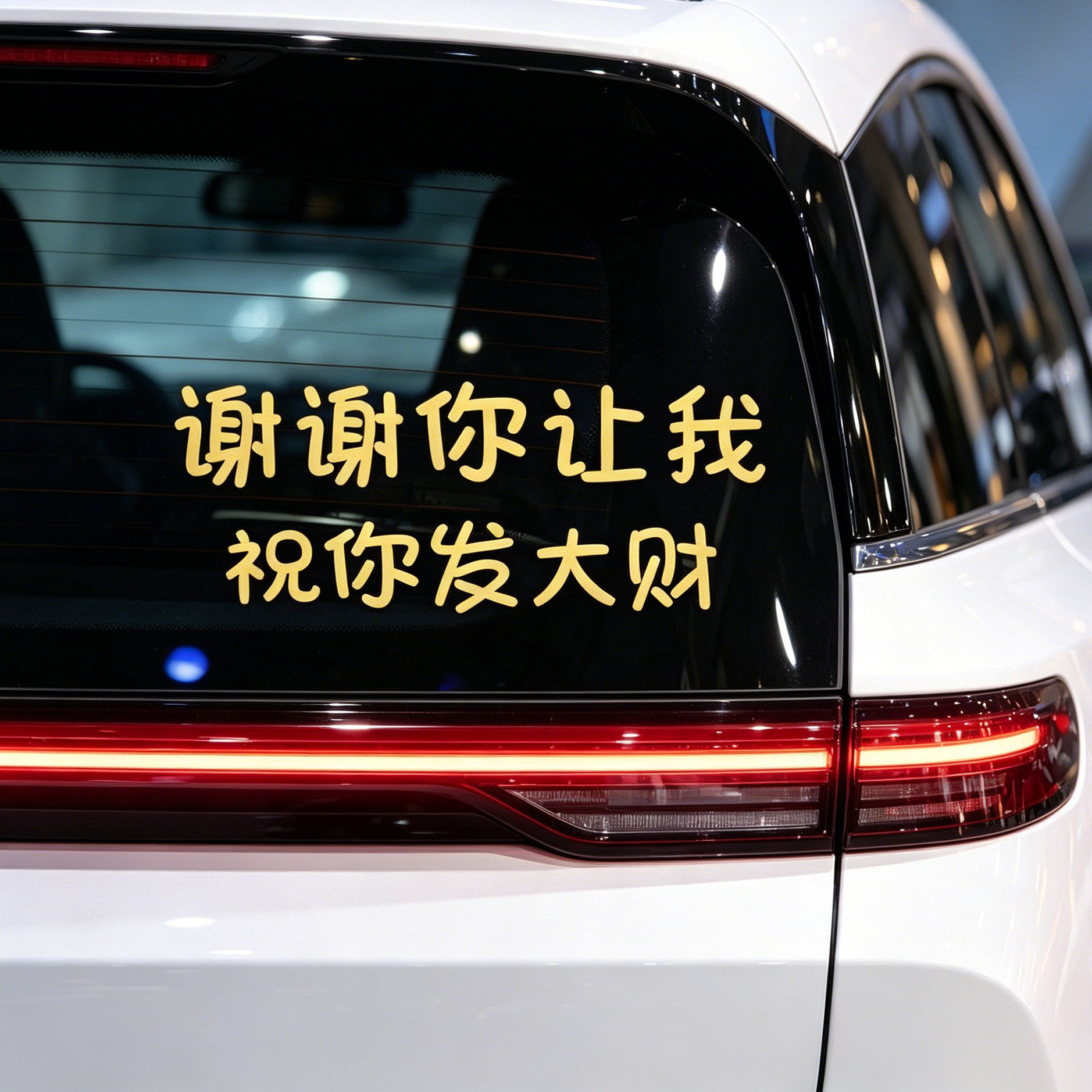 祝你发大财车贴创意个性女司机提示车贴搞笑谢谢你让我文字男司机