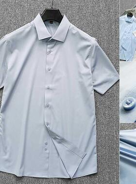 镇店级 鲁Tai桑蚕丝140s超细旦夏季男士抗皱商务修身短袖衬衫衬衣