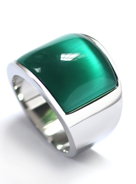 绿色猫眼石欧美时尚戒指男士