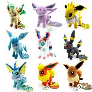 站姿伊贝 伊布家族伊布组合毛绒公仔 火 水 雷 冰 日伊贝玩具娃娃