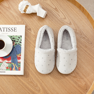 女软底防滑月子鞋 保暖家居棉鞋 五角星印花包跟内加绒冬季 北欧风格