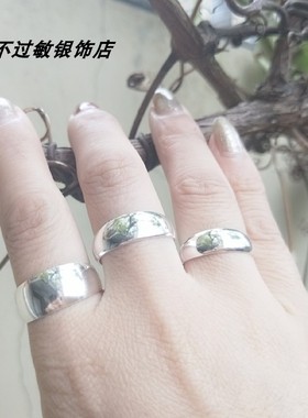 99银情侣戒指  99足银纯光面戒指男女对戒中老人戒指光板指环