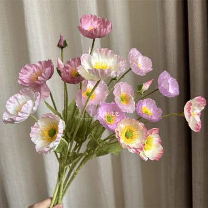 仿真4头虞美人 婚庆格桑花波斯菊路引插花家居装饰植绒小花点缀