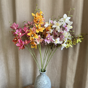 新款10头蕙兰仿真花婚庆婚礼装饰路引家居花材家居客厅摆件花