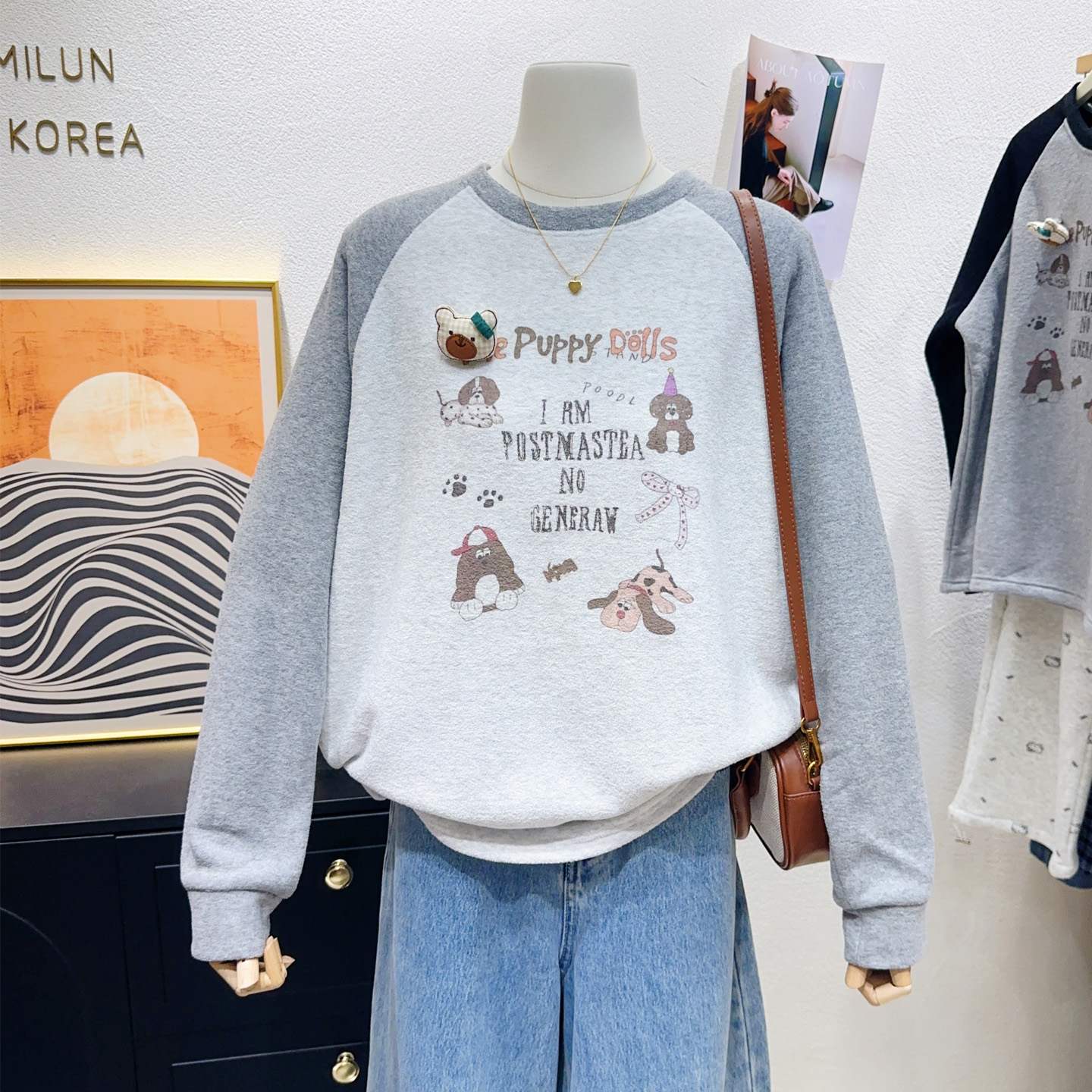 日系小清新加绒长袖T恤内搭宽松