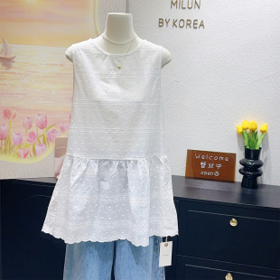 100%棉法式 内搭叠穿 温柔遮肉韩国订单2026春夏刺绣钩花背心裙无袖