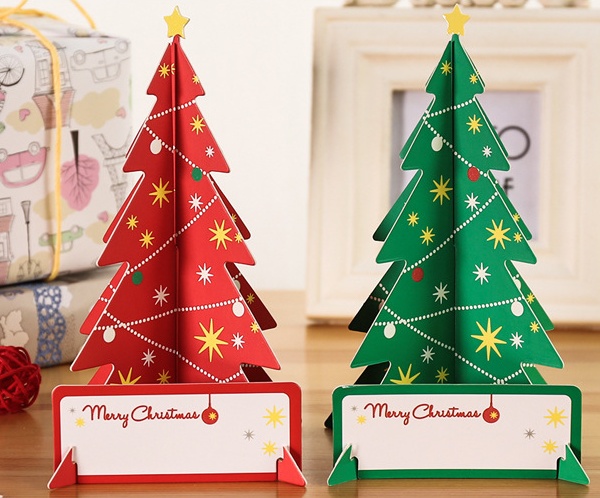 圣诞节立体夜光纸雕小卡片