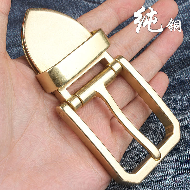 手工专享可拆卸纯铜皮带扣男针扣头黄铜40mm腰带扣实心黄铜裤带扣