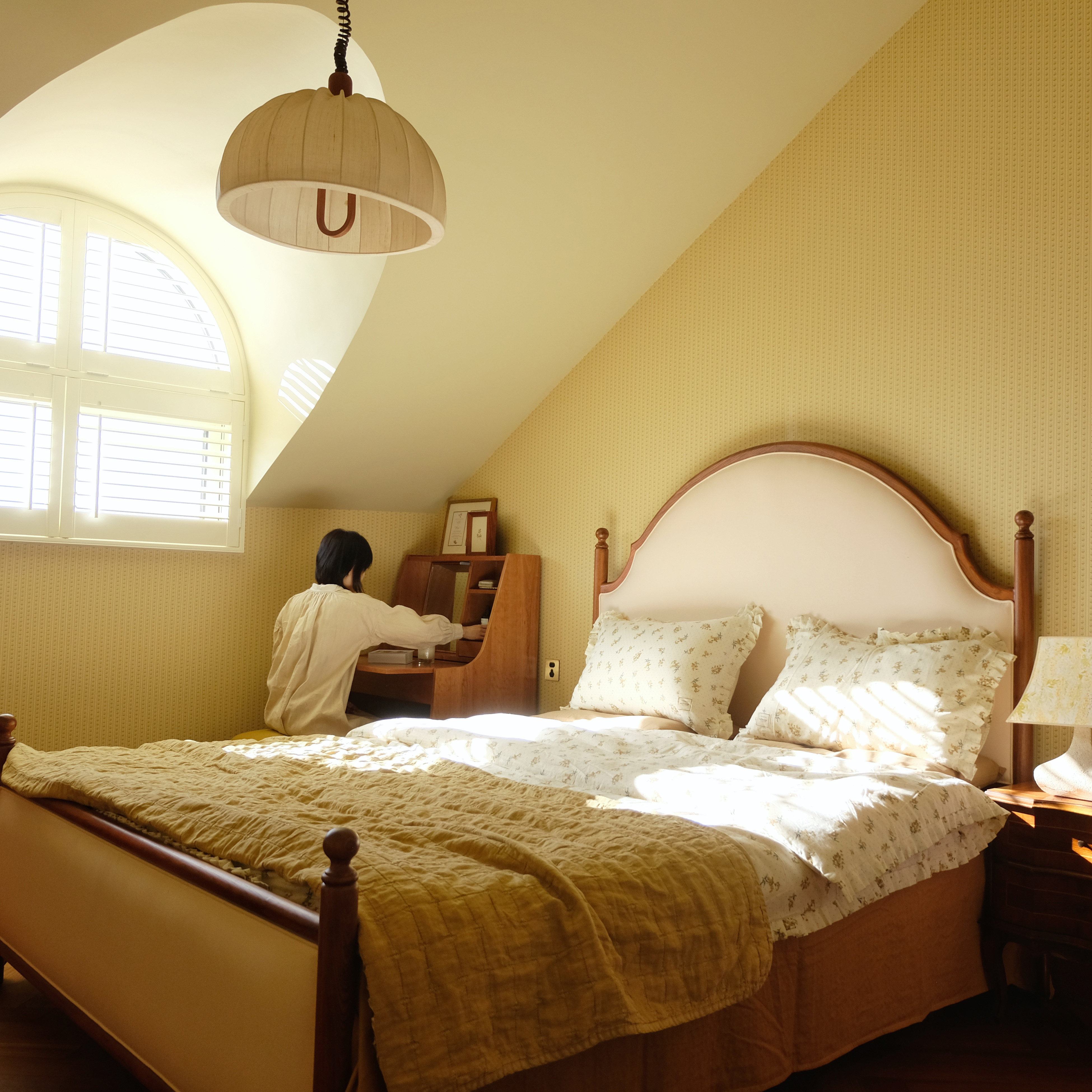 特价「面包桥双人床」故我今我全实木白蜡木英式风格复古款软包床