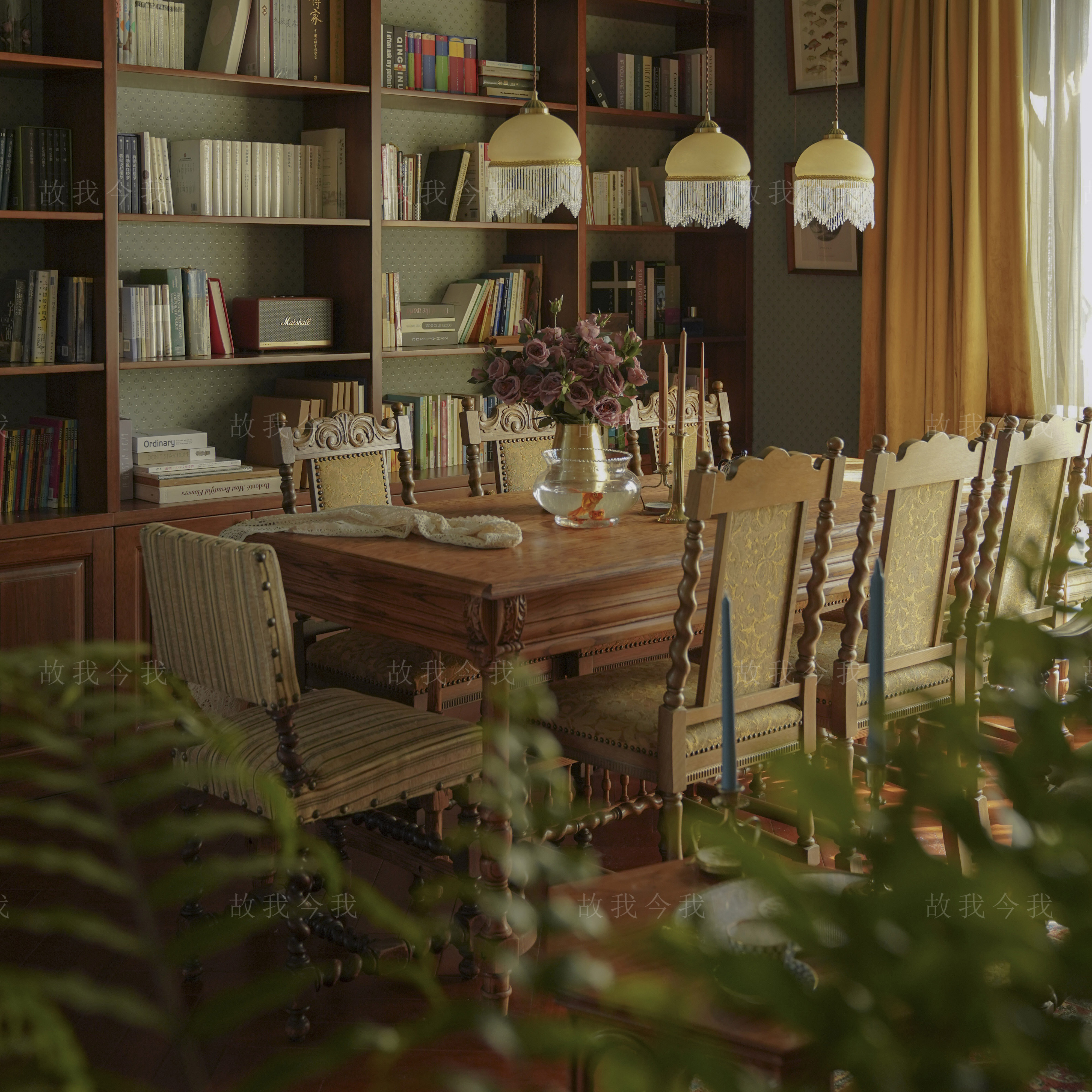 「圣骑士」 故我今我复古实木餐桌中古风岛台长方形美式饭桌餐厅