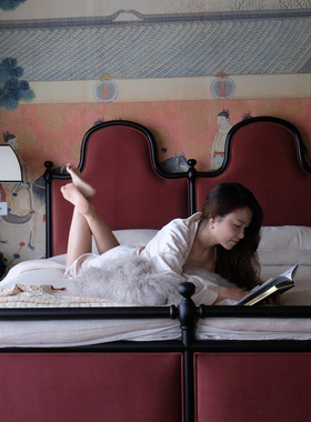 「老巴黎双人床」故我今我布艺软包床 复古高背床头 纯实木床板