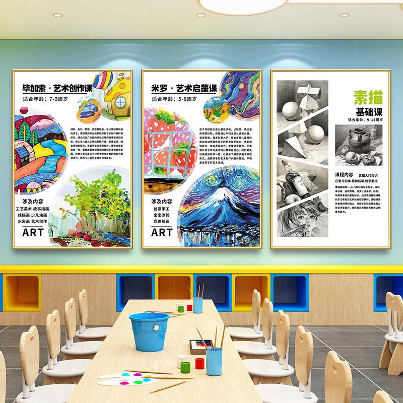 美术教室装饰画过道挂图海报墙画简约书房绘画室艺术中心贴画早教图片