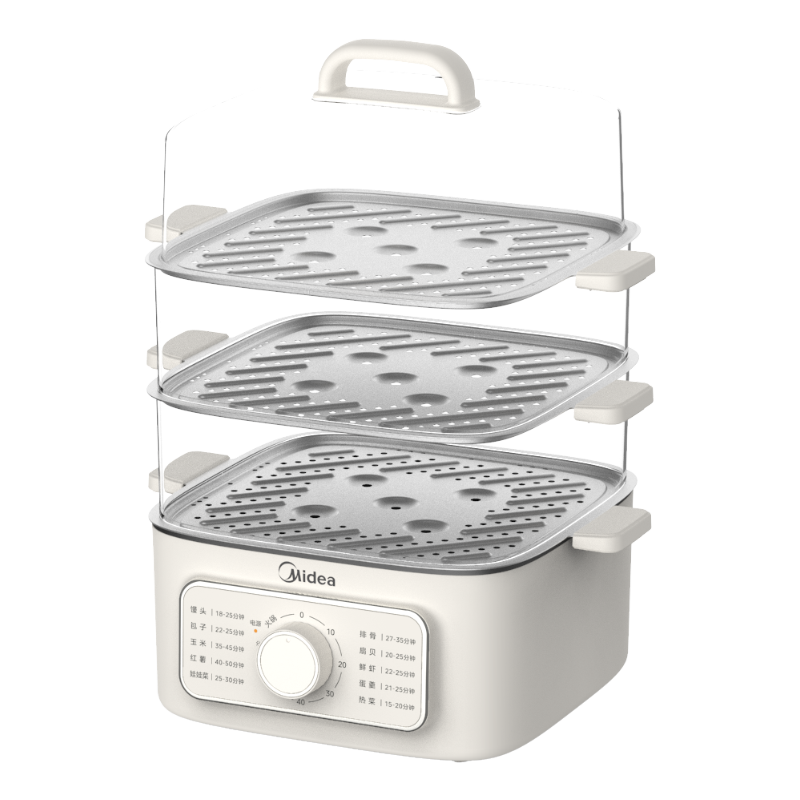 美的电蒸锅家用多功能三层蒸煮一体锅14.7L电蒸锅MZ-ZGE2323Z03X