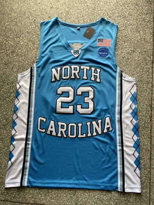 NCAA北卡23号 15号 2号白色 黑色 浅蓝色篮球服刺绣球衣