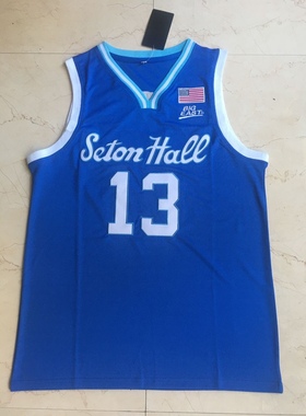 NCAA大学13号POWELL复古风白色彩蓝色刺绣球衣篮球服