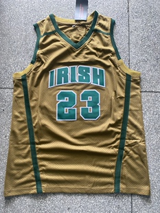 詹姆斯23号高中土黄色刺绣球衣