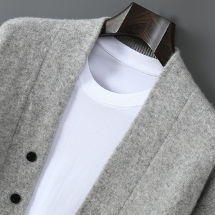 秋冬新款100%纯羊毛开衫男V领加厚毛衣休闲时尚针织打底羊绒外套