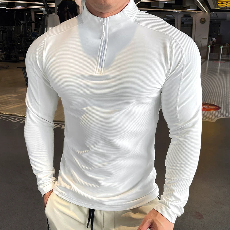 秋季新款男士运动健身半拉链上衣透气跑步训练长袖T恤针织衫立领,运动服/休闲服装,健身衣,淘宝优惠券,粉丝福利购,淘宝优惠卷