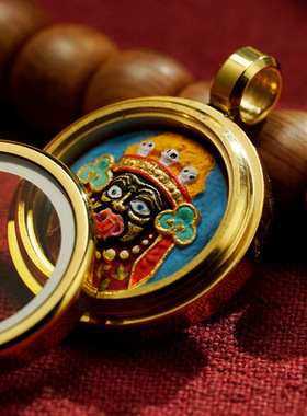 小唐卡吊坠扎基拉姆黄财神立体彩绘擦擦手绘矿物颜料吊坠配饰裸坠